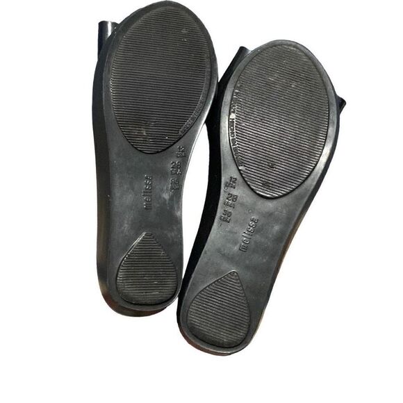 Mel Dreamed by Melissa Black Ballet Flat Tortious Shell Bow Size 12 Girls - Picture 3 of 6